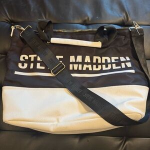 Steve Madden Black and White Bgym Duffel Bag